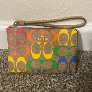 Rainbow Signature Wristlet- Coach